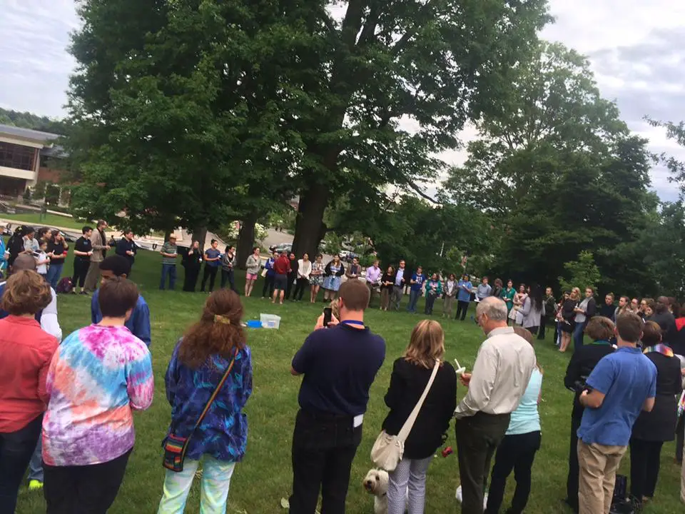 Prayer vigil on Wellesley Town Hall Green, organized by World of Wellesley