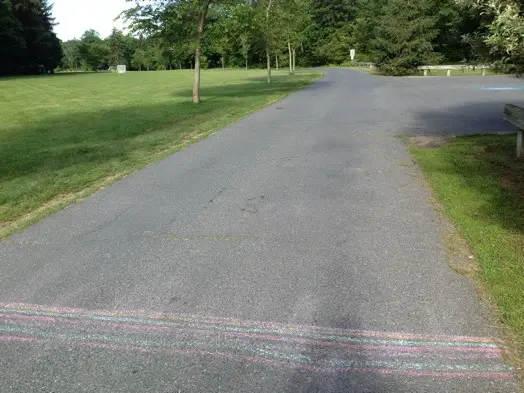 The colorful start/finish line
