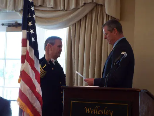 wellesley fire chief delorie, governor charlie baker, wellesley country club