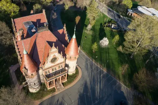 Town Hall drone view Wellesley