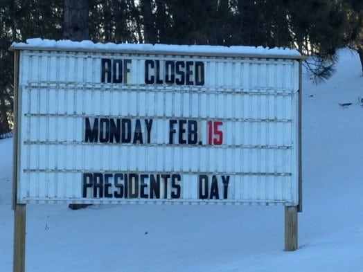 Wellesley dump closed, Presidents's Day