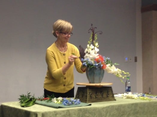 Museum of Fine Arts associate Carolyn Ellis showed us how to throw down a flower arrangement inspired by Hasui's art.