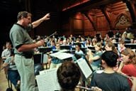 Harvard Summer Pops Band practice at Sanders Theater. Photo credit: Jon Chase/Harvard Staff Photographer