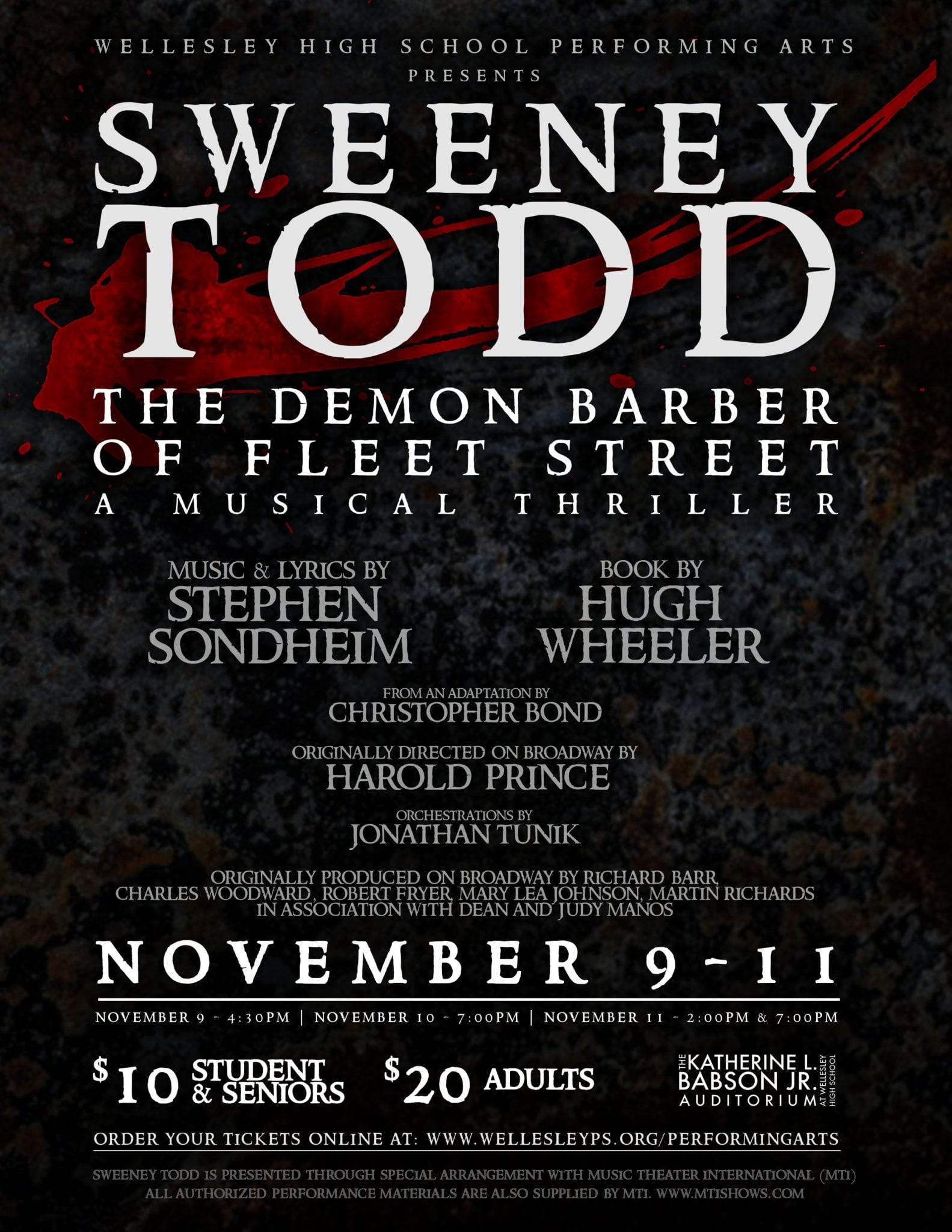Sweeney Todd poster, Wellesley