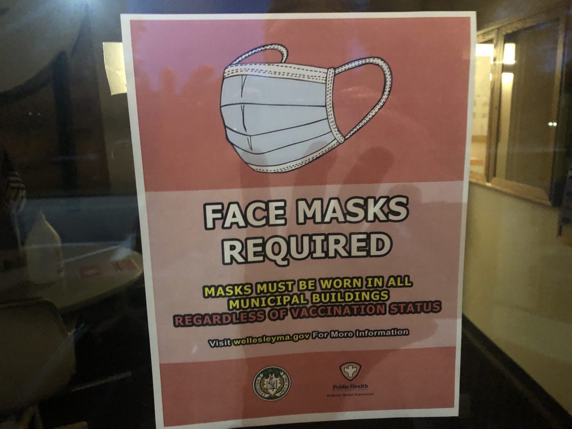 town hall masks sign