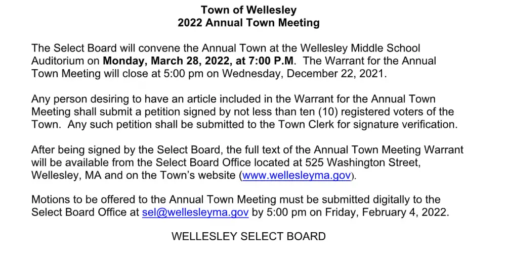 Wellesley legal notice