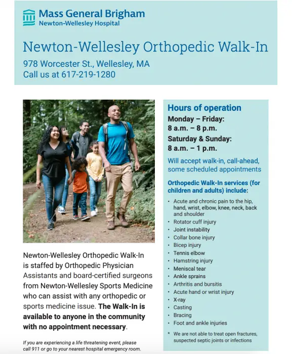 Newton-Wellesley Orthopedic Walk-In