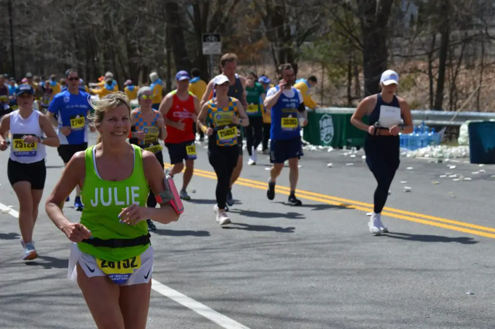 Julie Moore Boston Marathon mile 14.5