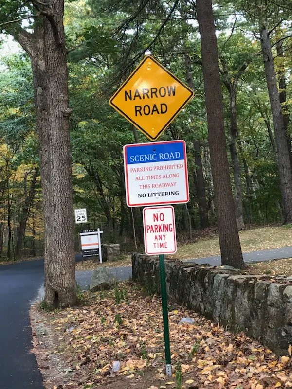 scenic road sign pond road