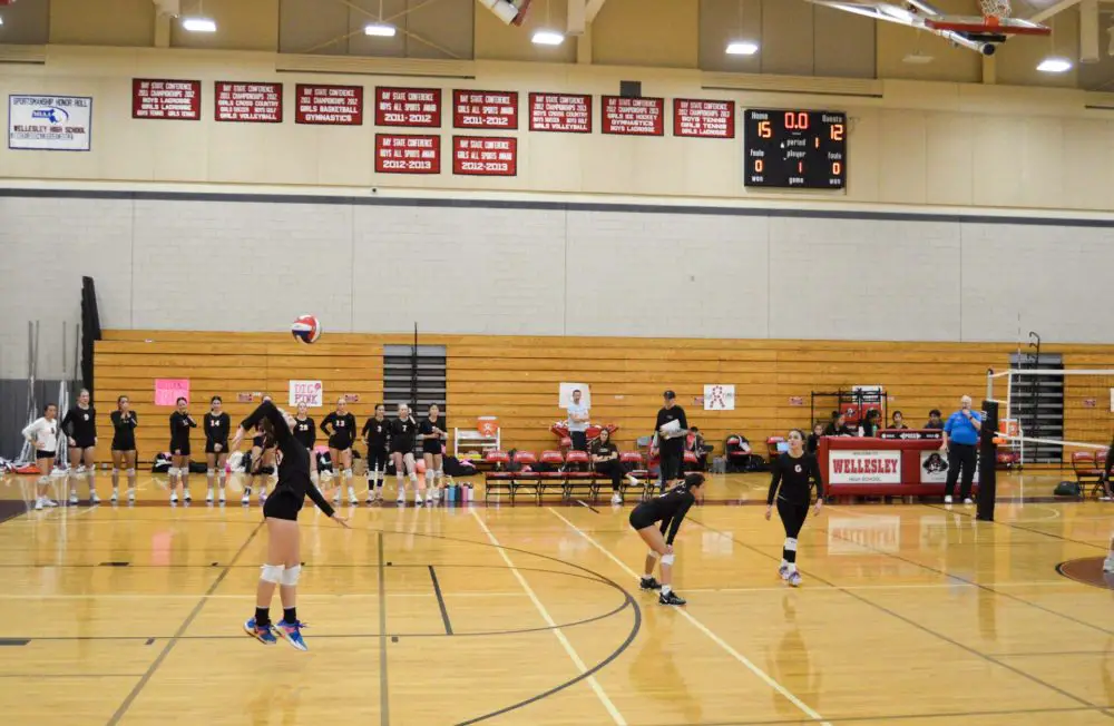 Junior Addison Kinney serves whs girls volleyball