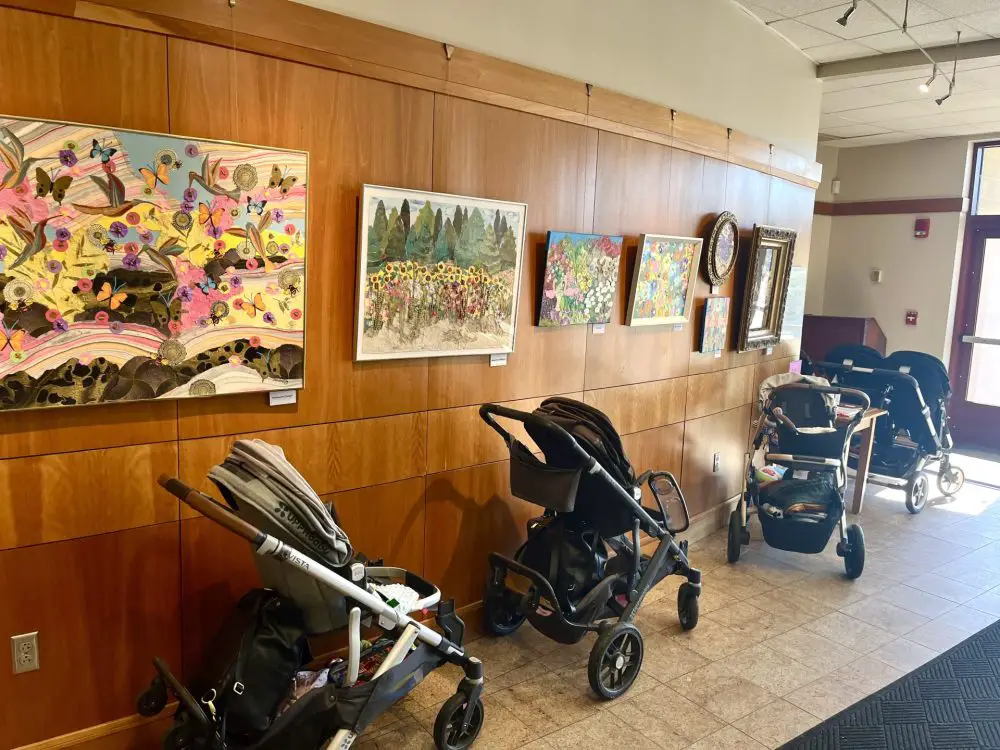 carriages and collages at Wellesley Free Library