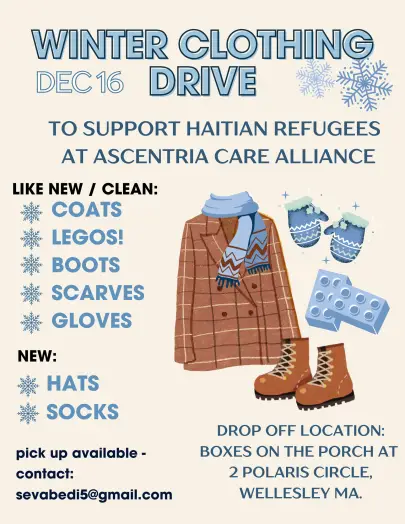 Winter clothing drive, Wellesley