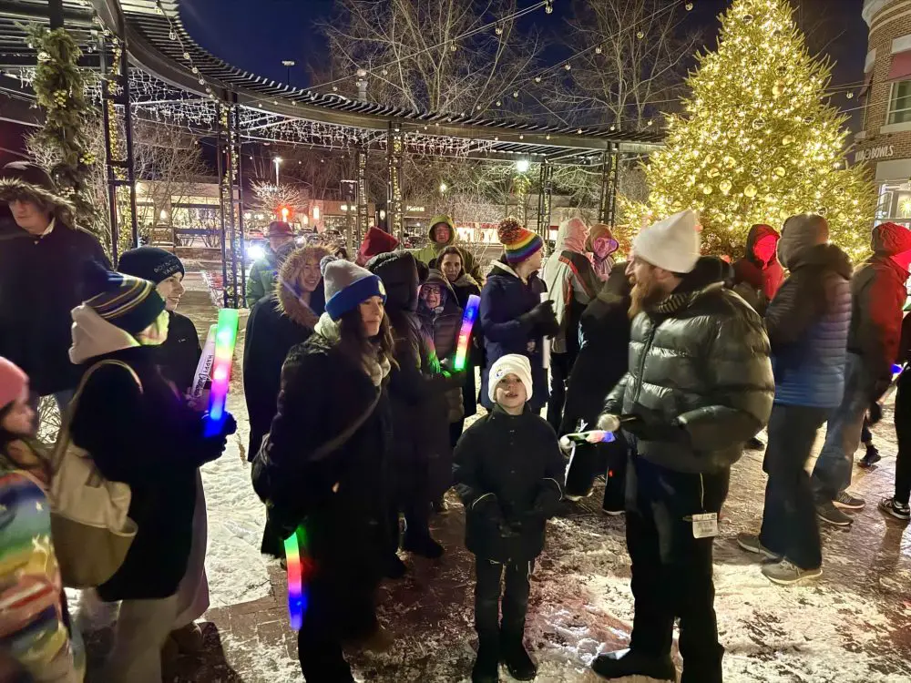 Menorah lighting, Linden Square, Wellesley