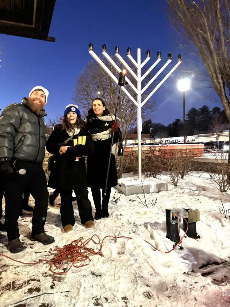 Menorah lighting, Linden Square, Wellesley