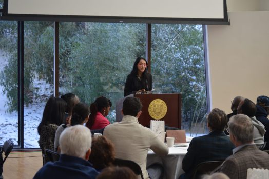 Rama Ramaswamy at Tishman Commons, Wellesley College, MLK Day event, World of Wellesley